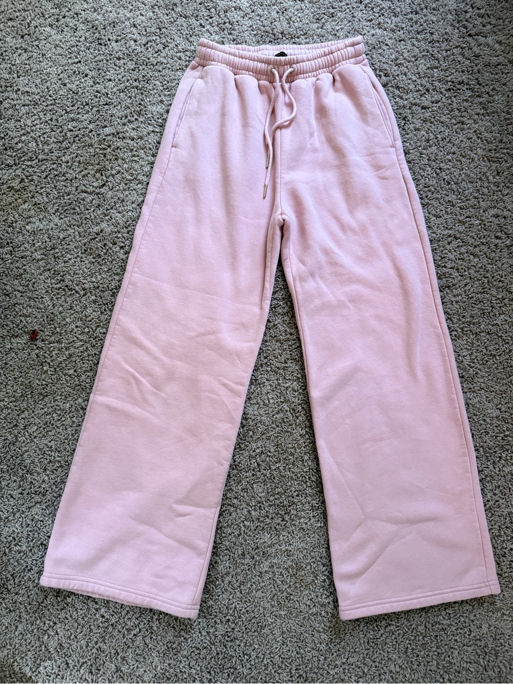 Abercrombie & Fitch Light Pink Wide-Leg Fleece Sweatpants